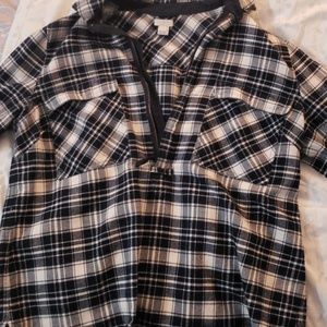 J Crew flannel half zip shirt